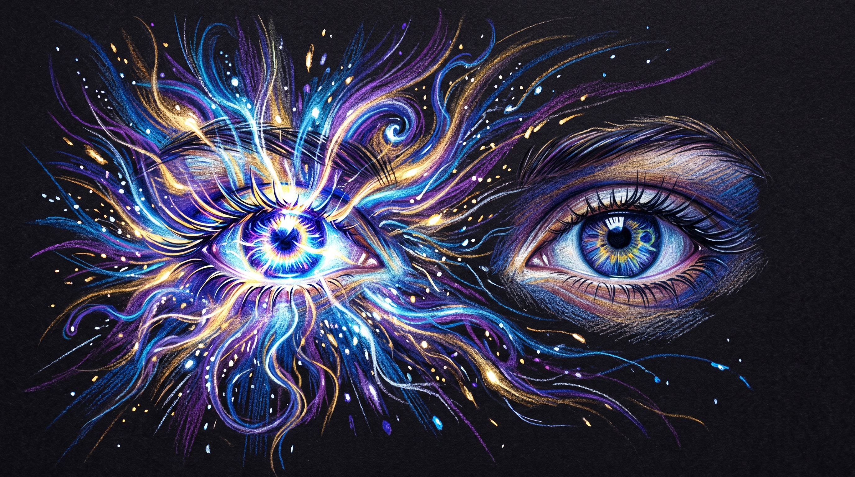 Radiating eyes representing Visual Telepathy